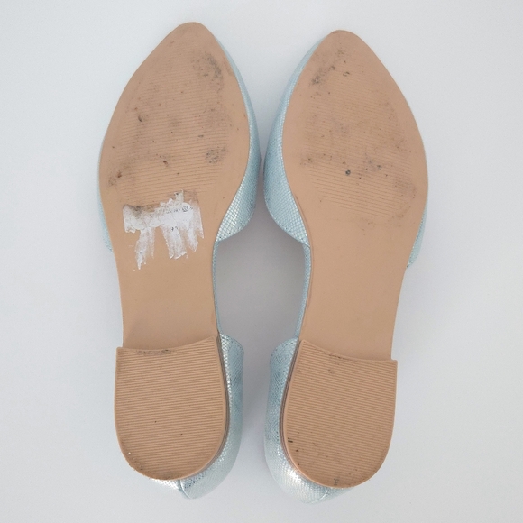 Isaac Mizrahi Metallic Pastel Blue Snakeskin D'Orsay Flats - Picture 6 of 7
